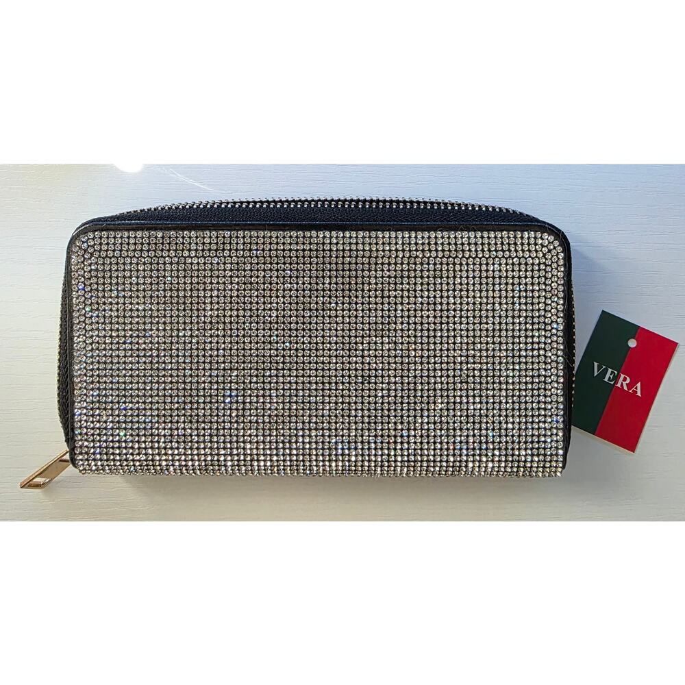 Vera Women's Rhinestone Bling Zip Around Wallet NWOT